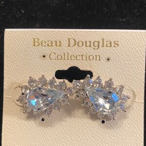 Beau Douglas Clear Teardrop Crystal Earrings